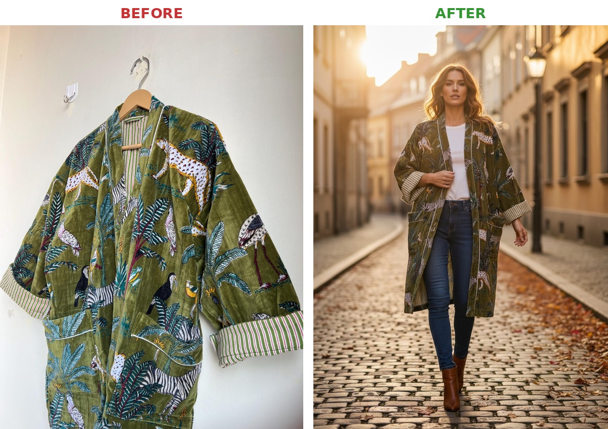 Safari Kimono - Before and After