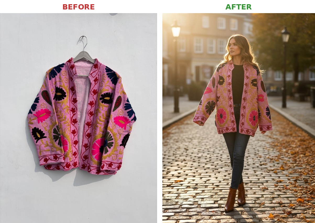 Embroidered Jacket - Before and After