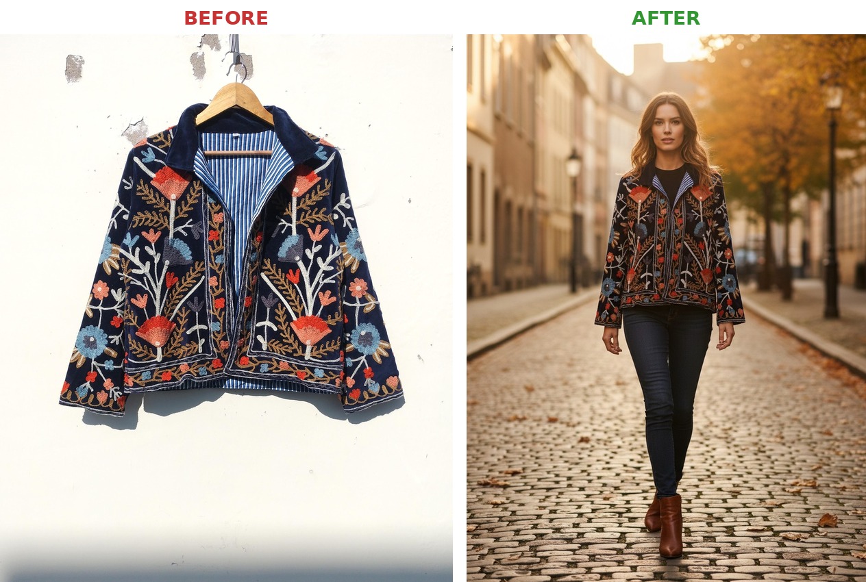 Suzani Jacket - Before and After